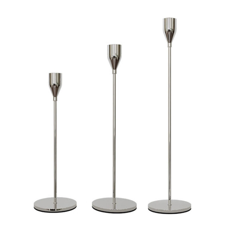 

3 PCS / Set Home Decoration Wedding Wrought Iron Candle Holder, Style: Thick Bottom (Silver)