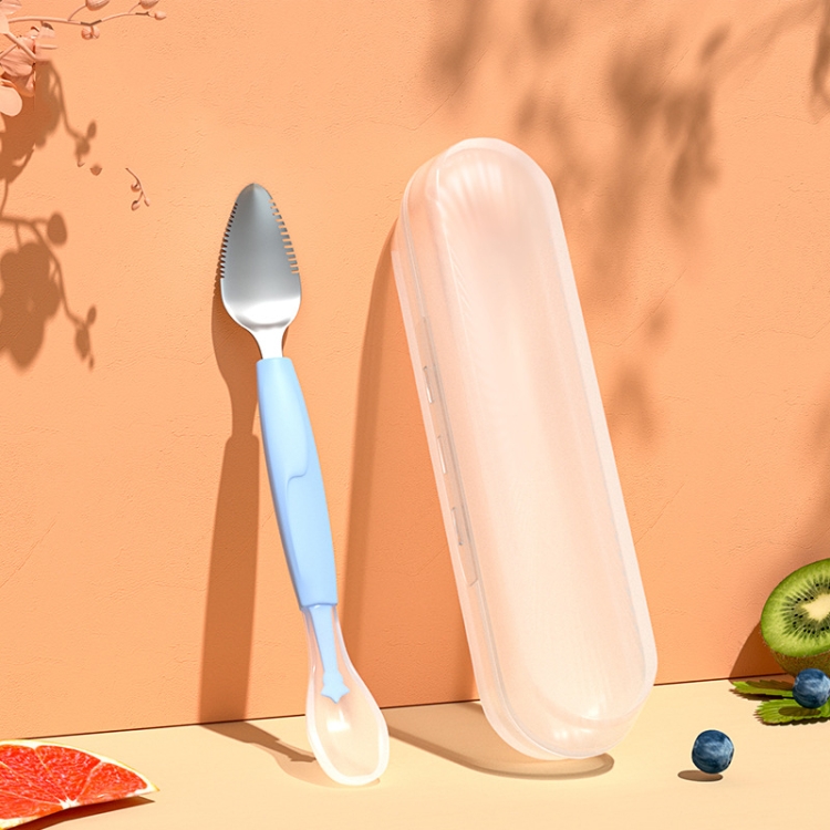 

Stainless Steel Silicone Double Head Baby Puree Spoon(Blue)