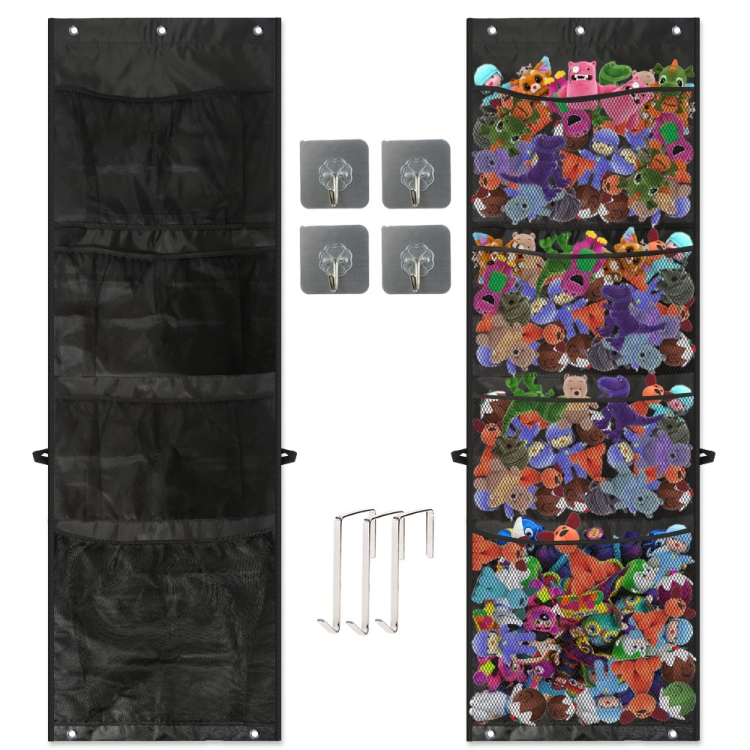 

Door Storage Bag Large Capacity Plush Toy Storage Bag, Size: 159x48cm(Black)
