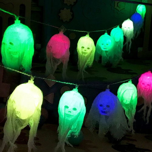 

Halloween LED White Yarn Skull Ghost Festival Horror Atmosphere Decorative Lights, Style: 2.5m 10 Lights (Colorful)
