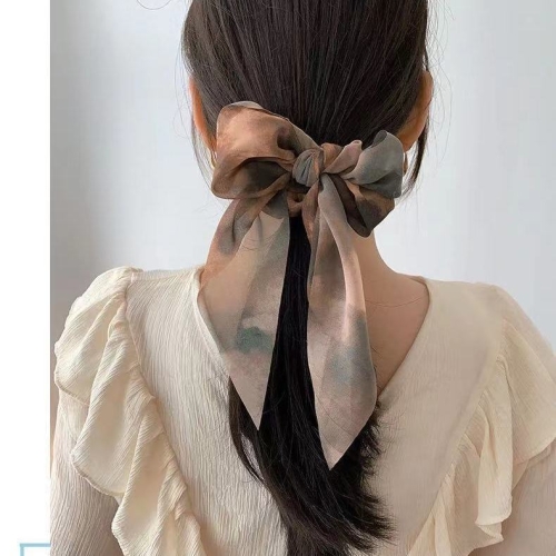 

3 PCS Ink Painting Dyed Temperament Hair Rope Vintage Hair Accessories(Green)