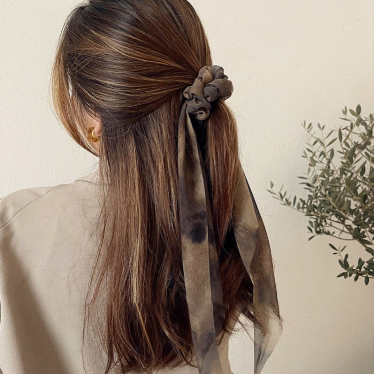 

3 PCS Ink Painting Dyed Temperament Hair Rope Vintage Hair Accessories(Black)