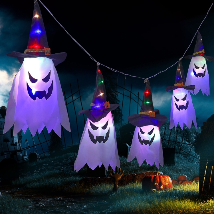

Halloween LED Hanging Lights Ghost Festival Decorative Lights, Style: Wizard Hat (Colorful)