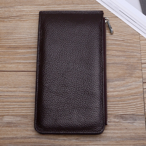 

TP-165 First Layer Cowhide RFID Card Holder Long Wallet Multifunctional Mobile Phone Bag(Coffee)