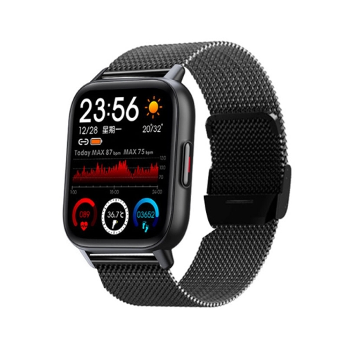 

QS16Pro 1.69-Inch Health Monitoring Waterproof Smart Watch, Supports Body Temperature Detection, Color: Black Steel