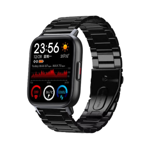 

QS16Pro 1.69-Inch Health Monitoring Waterproof Smart Watch, Supports Body Temperature Detection, Color: Thick Black Steel