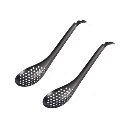 

2 PCS 304 Stainless Steel Small Caviar Colander Molecular Cooking Spoon, Color: Black