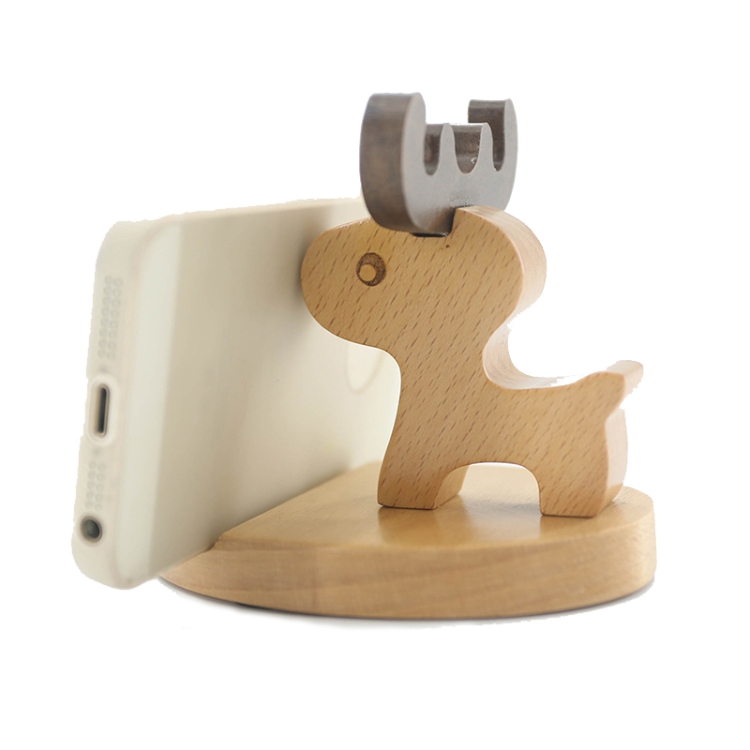 

Wooden Mobile Phone Bracket Beech Lazy Mobile Phone Holder,Style: Little Deer With Antlers