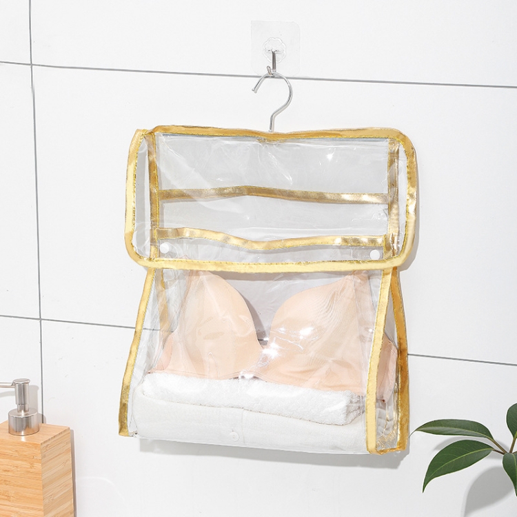 

Home Wall Mounted Transparent Underwear Storage Bag, Color: Golden Edge (Small)