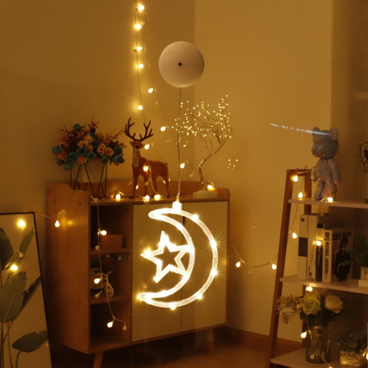 

Christmas Decoration LED Sucker Festive Atmosphere Hanging Light(Moon With Star)