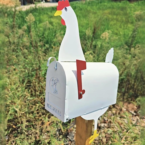 

Unique Horse Farm Mailbox Rural Iron Pillar Mailbox(Chicken)