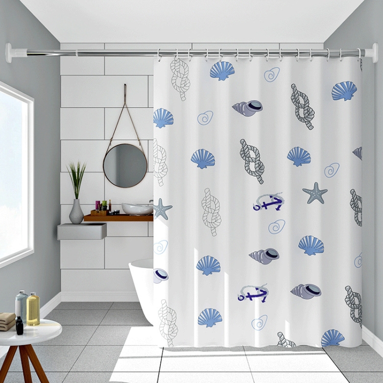 

PEVA Waterproof Shower Curtain With Hanging Ring, Size: 300X200cm(Conch)