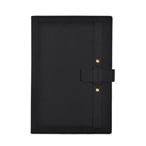 

B5 PU Leather Matte Cover Embossed Insert Buckle Notebook(Halite Black)