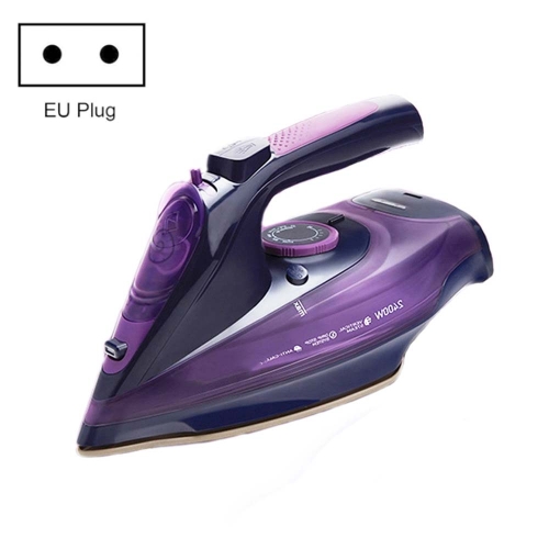 Vaporizador de ropa de hierro de mano de hierro inalámbrico para el hogar de 2400 W, enchufe de la UE (púrpura)