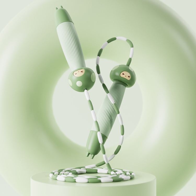 

T004 Cartoon Silicone Adjustable Student Skipping Rope, Style: Soft Bead Bamboo Rope (Green)