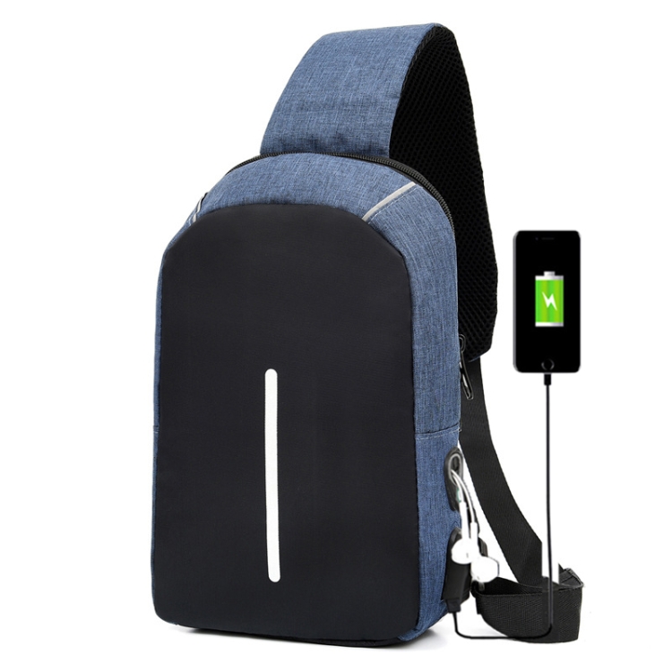 

USB Charging Outdoor Leisure Multifunctional Chest Bag(Navy Blue)