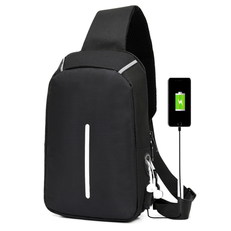 

USB Charging Outdoor Leisure Multifunctional Chest Bag(Black)