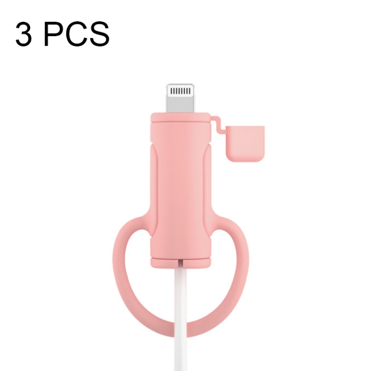 

3 PCS Soft Washable Data Cable Silicone Case For Apple, Spec: 8 Pin (Pink)