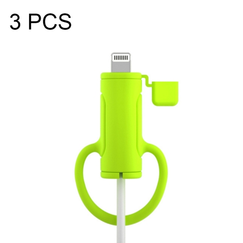 

3 PCS Soft Washable Data Cable Silicone Case For Apple, Spec: 8 Pin (Mustard Green)