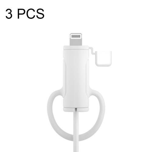 

3 PCS Soft Washable Data Cable Silicone Case For Apple, Spec: 8 Pin (White)