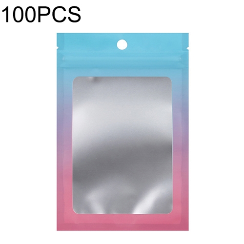 

100PCS Aluminum Foil Ziplock Bag Jewelry Data Cable Sealed Packaging Bag, Size: 7.5x10cm (Blue Gradually Pink)