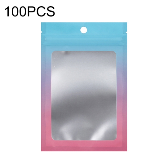 

100PCS Aluminum Foil Ziplock Bag Jewelry Data Cable Sealed Packaging Bag, Size: 12x18cm (Blue Gradually Pink)