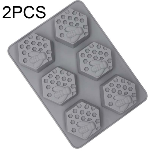 

2 PCS 6 Grid Honeycomb Bee Silicone Handmade Soap Mould Chocolate Mooncake Mould(Grey)