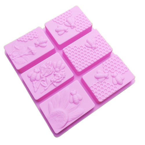 

2 PCS 6 Grid Square Honeycomb Ice Cube Cake Mould Square Handmade Soap Mould(Pink)