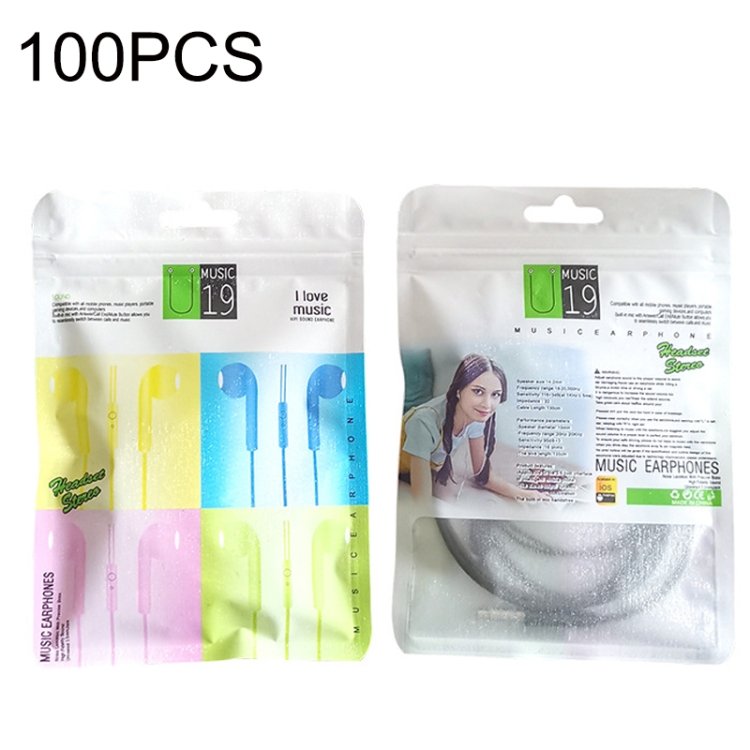 

100PCS U19 Frosted Headphone Cable Ziplock Packaging Bag, Style: Tissue