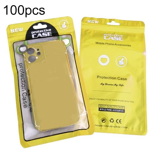 

100PCS Phone Case Plastic Self-Sealing Pearl Packaging Bags, Size: 12x21cm (Yellow)