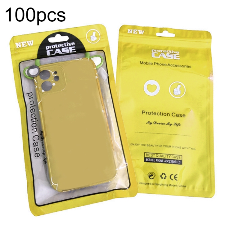 

100PCS Phone Case Plastic Self-Sealing Pearl Packaging Bags, Size: 13.5x24cm (Yellow)