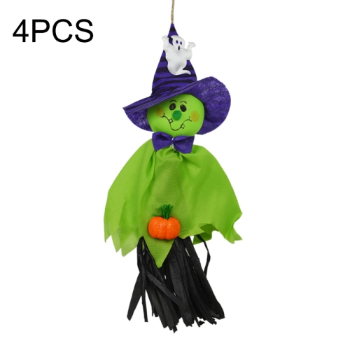 

4PCS Halloween Kindergarten Decorations Straw Ghost Pendant(Green)