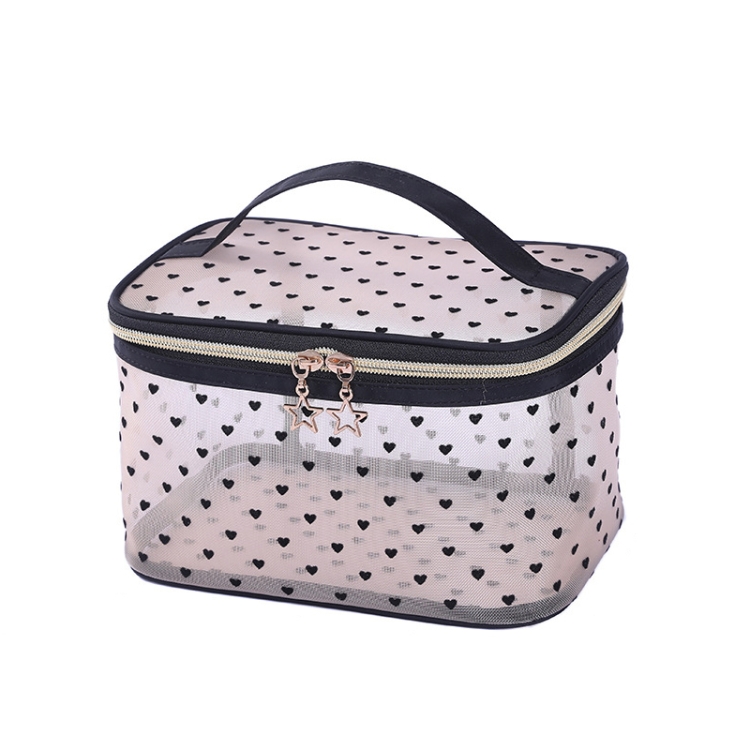 

Flocking Love Mesh Portable Cosmetic Bag, Style: Small Square