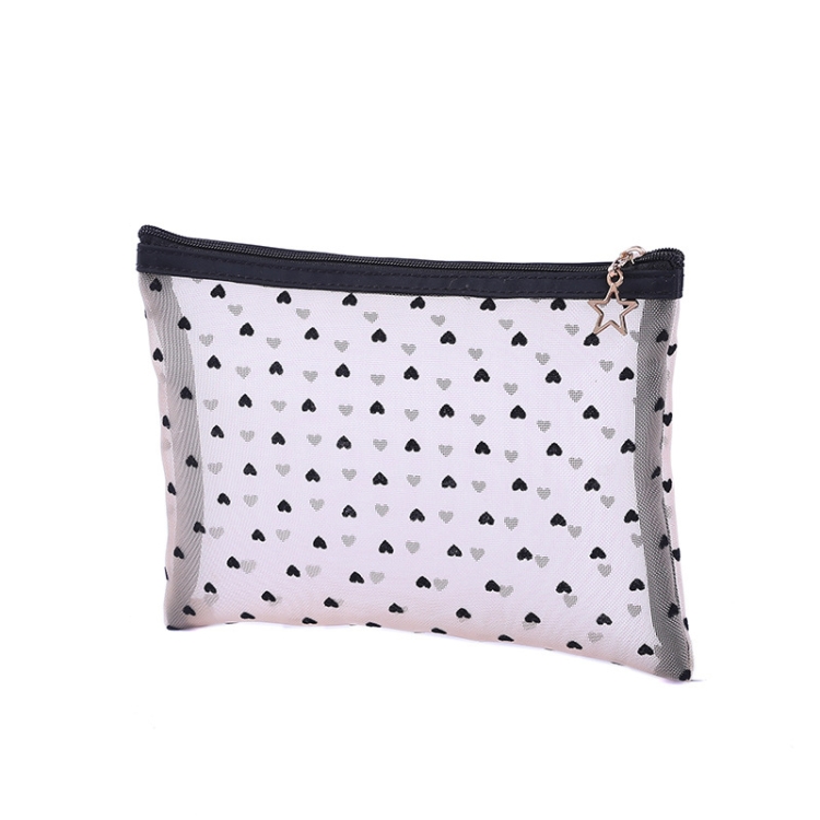 

Flocking Love Mesh Portable Cosmetic Bag, Style: Flat