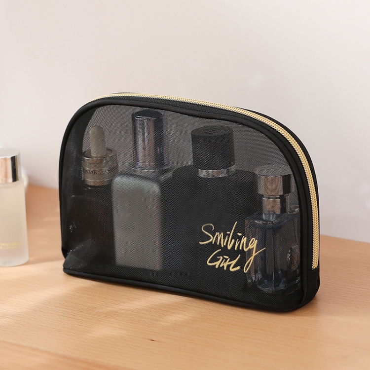 

Travel Large Capacity Transparent Mesh Cosmetic Bag, Style: Semicircular