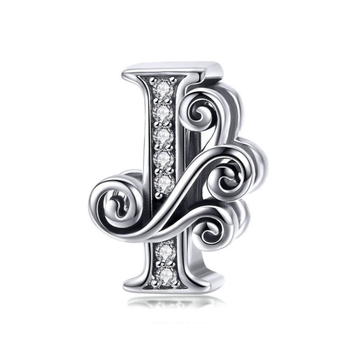 

BSC030 26 Letters DIY Bracelet Beaded Accessories Zircon Silver Beads, Style: I