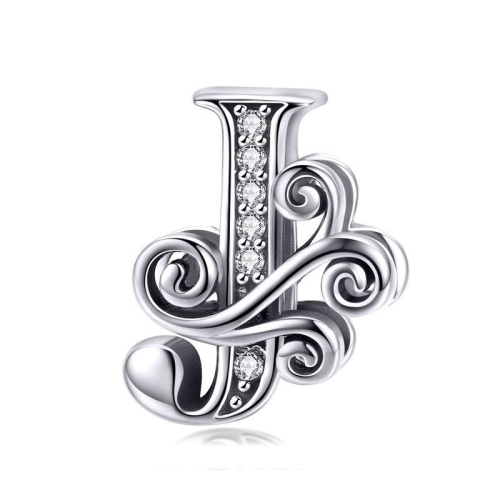 

BSC030 26 Letters DIY Bracelet Beaded Accessories Zircon Silver Beads, Style: J