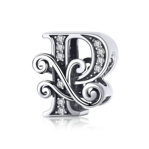 

BSC030 26 Letters DIY Bracelet Beaded Accessories Zircon Silver Beads, Style: P