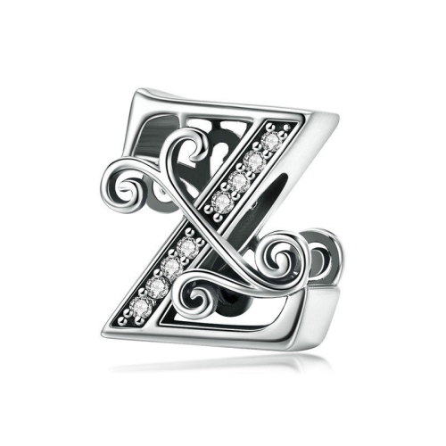 

BSC030 26 Letters DIY Bracelet Beaded Accessories Zircon Silver Beads, Style: Z