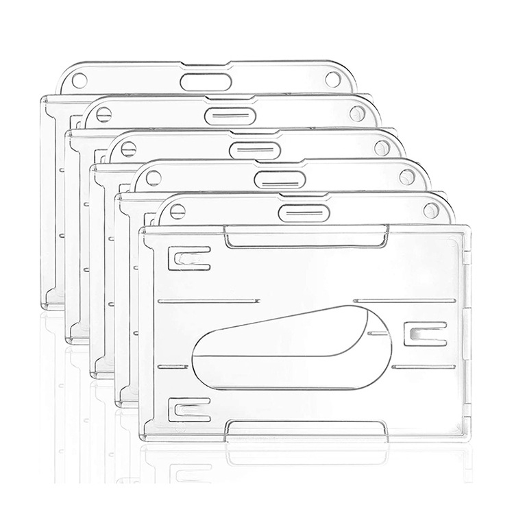 

5 PCS Horizontal Type PC Material Transparent Frosted ID Card Holder Badge