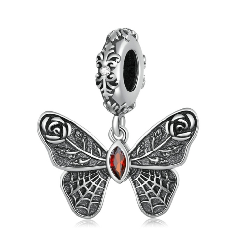 

S925 Silver Butterfly Insect Pendant Drop Oil DIY Bracelet Pearl Accessories, Style: BSC587