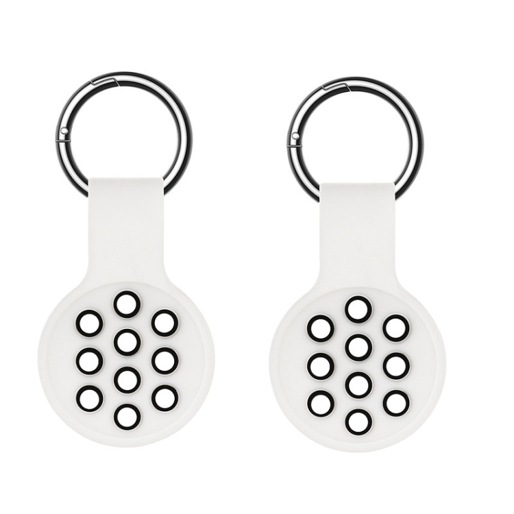 

2 PCS Contrast Color Perforated Silicone Case for AirTag Tracker(White Black 03)