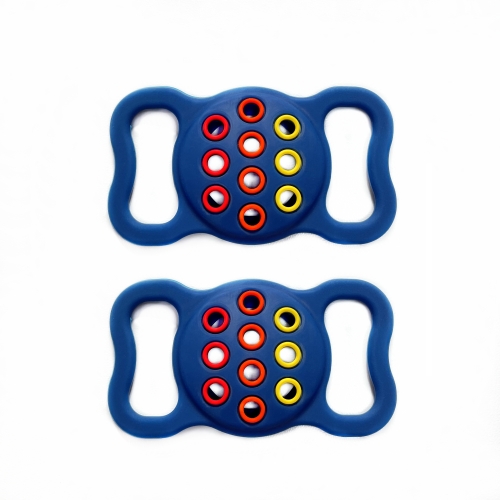 

2 PCS Contrast Color Perforated Pet Collar Silicone Cover for AirTag(Dark Blue Colorful)