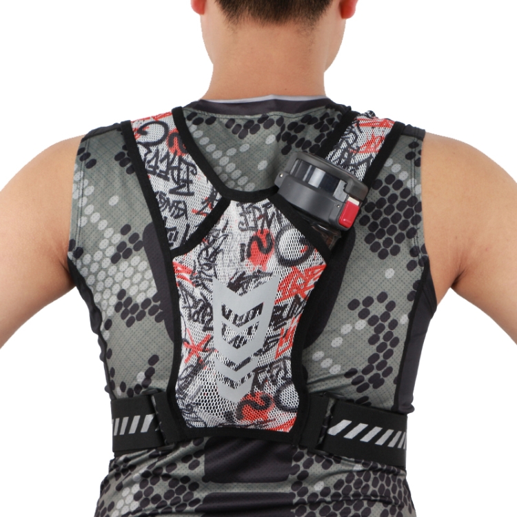 

Sports Water Bottle Chest Bag Breathable Riding Night Running Reflective Backpack(Black Red)