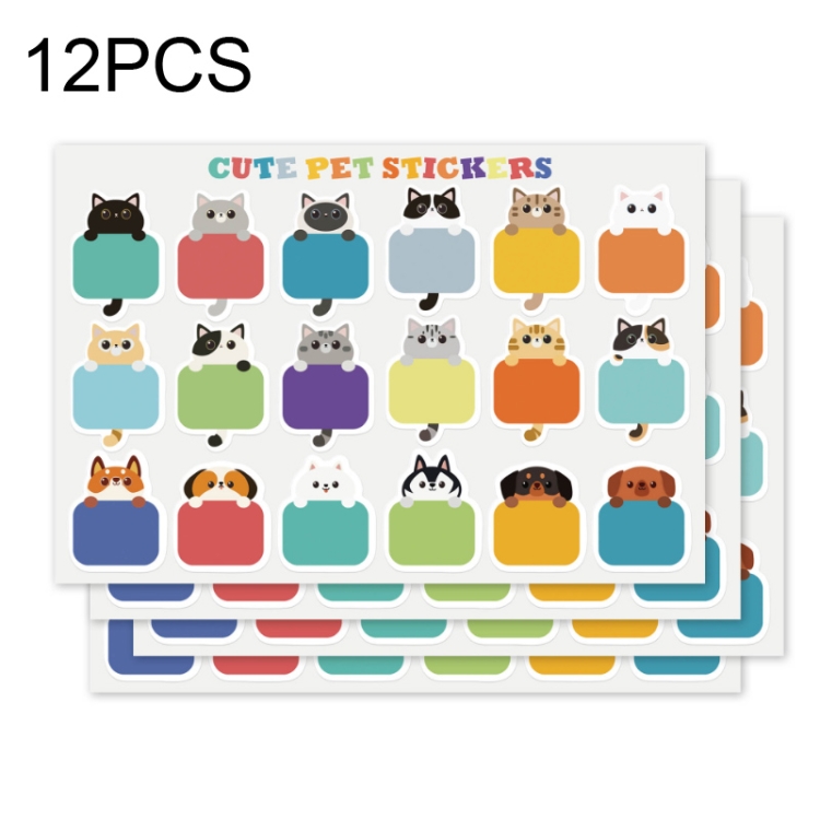 

12 PCS Cute Cat Name Stickers Waterproof Children Stationery Stickers