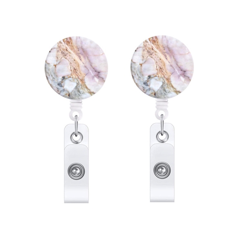 

2 PCS Marble Texture Drop Glue Retractable Badge Reel Name Tag Card Badge(Light Pink)