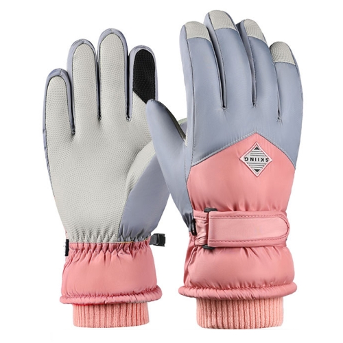 

1 Pair Winter Fleece Thickened Warm And Windproof Outdoor Riding Motorcycle Gloves, Size: Free Code(Pink + Purple)