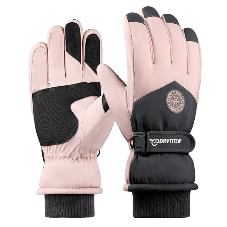 

1 Pair Outdoor Cycling Sports Cold and Windproof Warm Finger Gloves, Style: Letter Type (Black Pink)