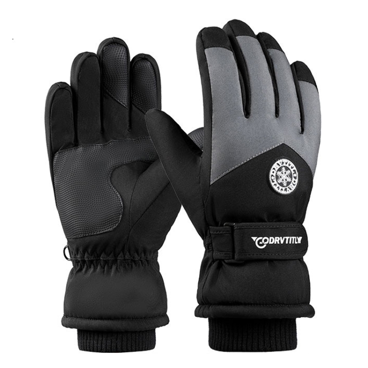 

1 Pair Outdoor Cycling Sports Cold and Windproof Warm Finger Gloves, Style: Letter Type (Black Gray)