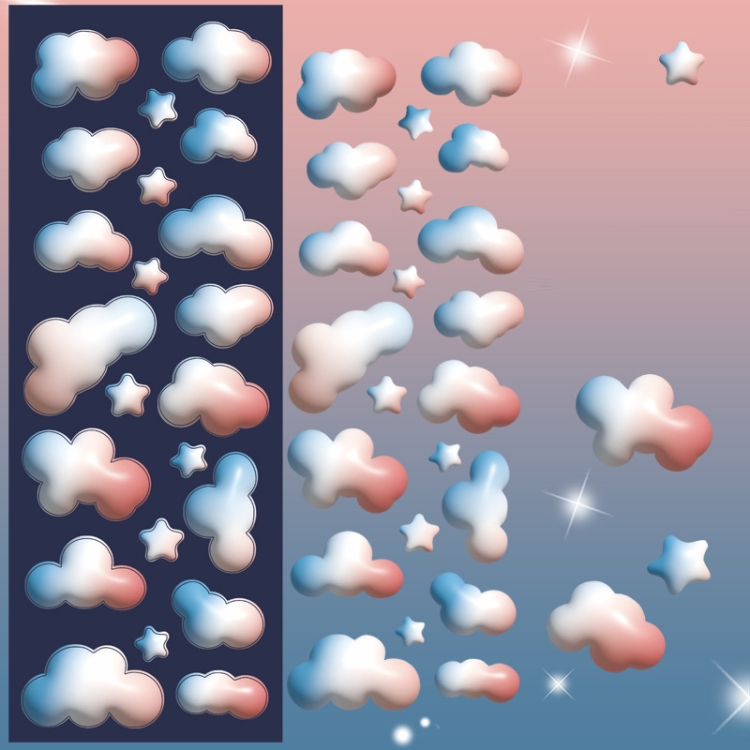 

10 PCS Color Cloud Fine Flash Laser Decoration Diary Hand Account DIY Sticker(Blue Pink)